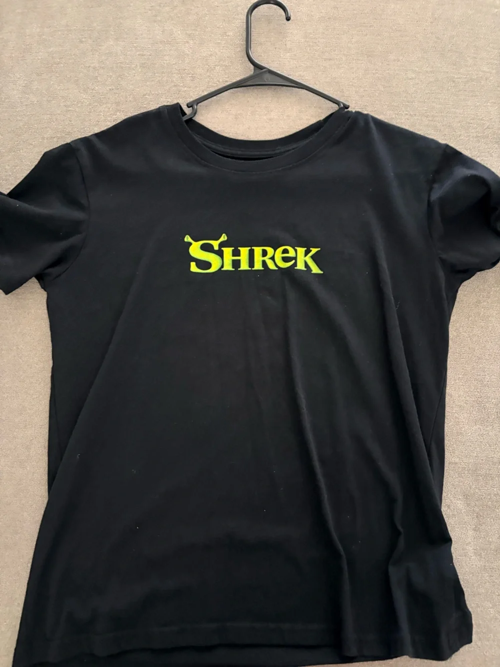 Shrek Black Graphic Tee with Neon Green Logo - Picture 1 of 2